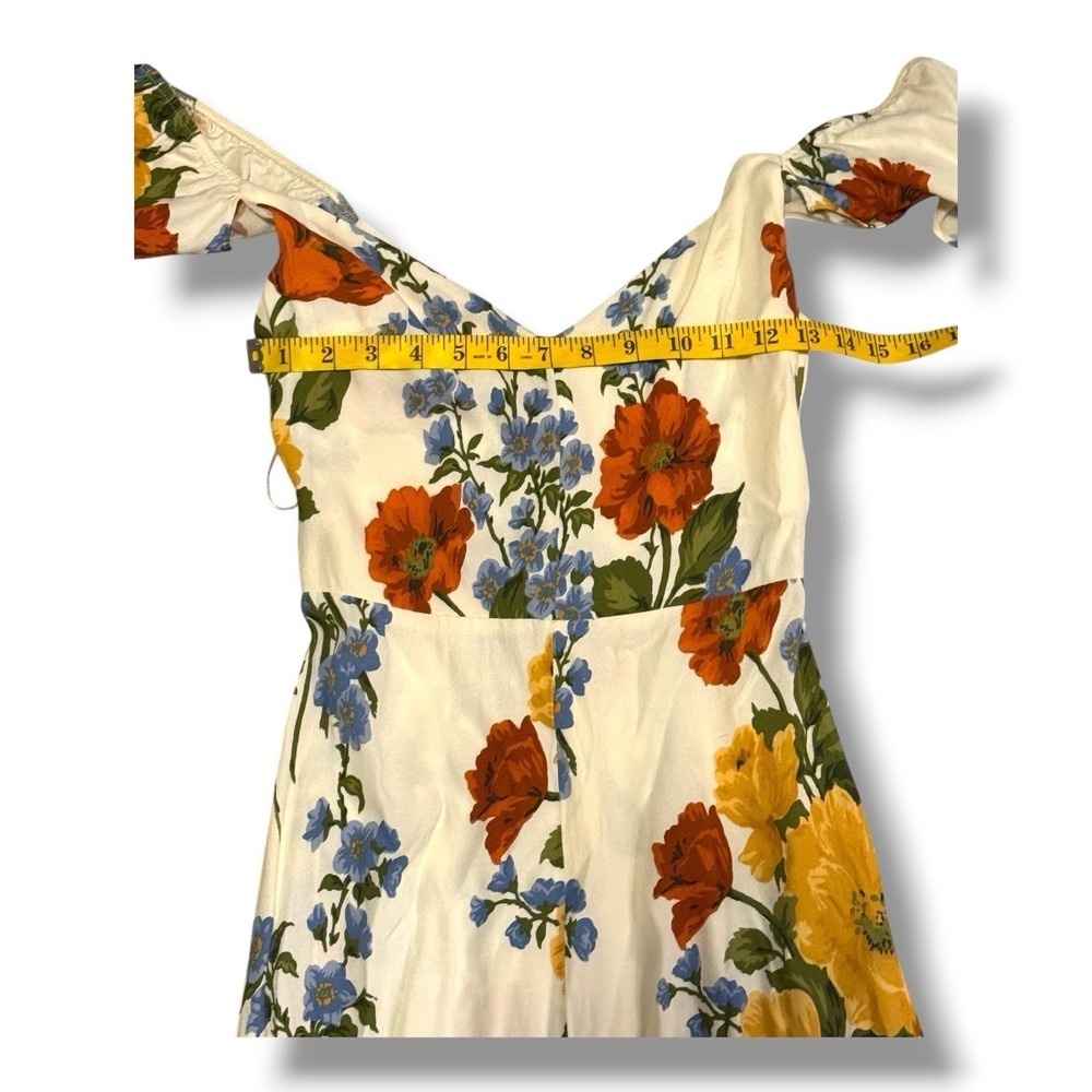 Reformation Baxley Midi Formosa Floral Cottagecore A-Line Slit Cap Sleeve Size 6 - Picture 8 of 9